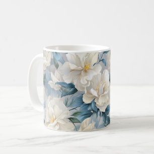Caneca De Café Padrão de Flores de Gardenia Branca
