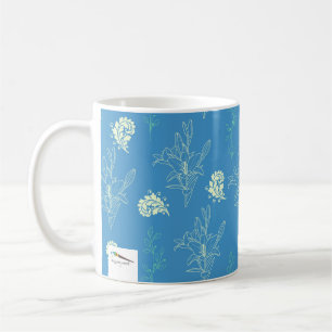 Caneca De Café Padrão de Flores de Lírios Azuis