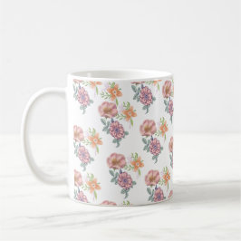 Caneca De Café Padrão de Flores de Mola