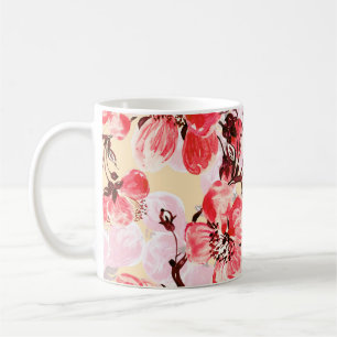 Caneca De Café Padrão de Flores de Mola U