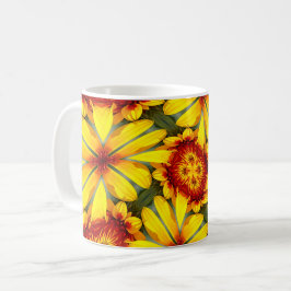 Caneca De Café Padrão de Flores de ouro