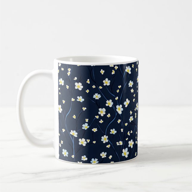 Caneca De Café Padrão de Flores Delicadas (Esquerda)