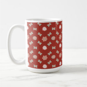 Caneca De Café padrão de flores e borboletas