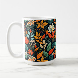 Caneca De Café Padrão de Flores Exóticas Florais