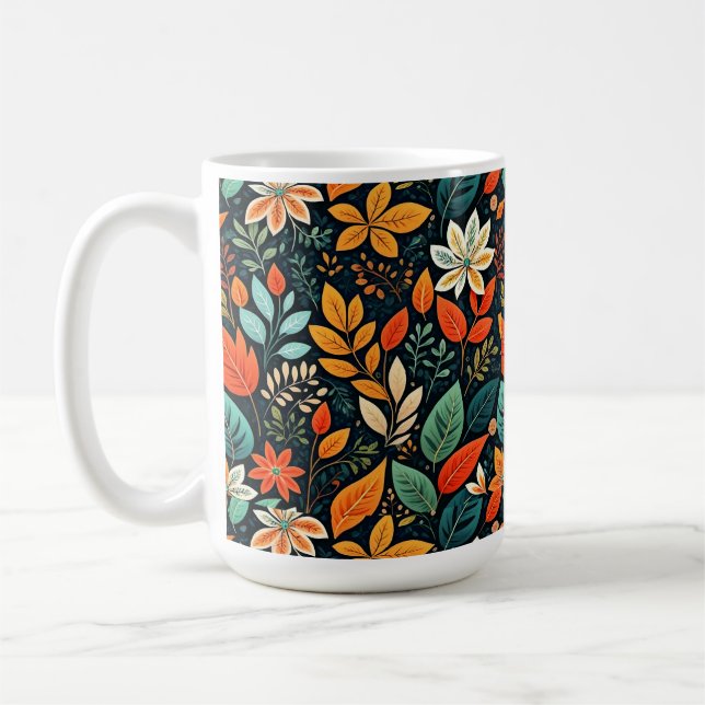 Caneca De Café Padrão de Flores Exóticas Florais (Esquerda)