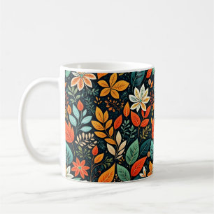 Caneca De Café Padrão de Flores Exóticas Florais