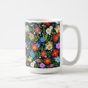 Caneca De Café Padrão de Flores Ininterruptas Ditsy