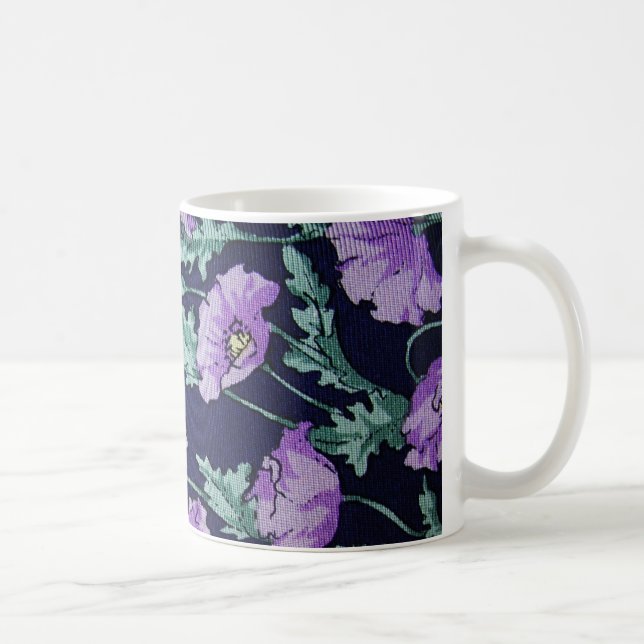 Caneca De Café Padrão de Flores Roxas (Direita)