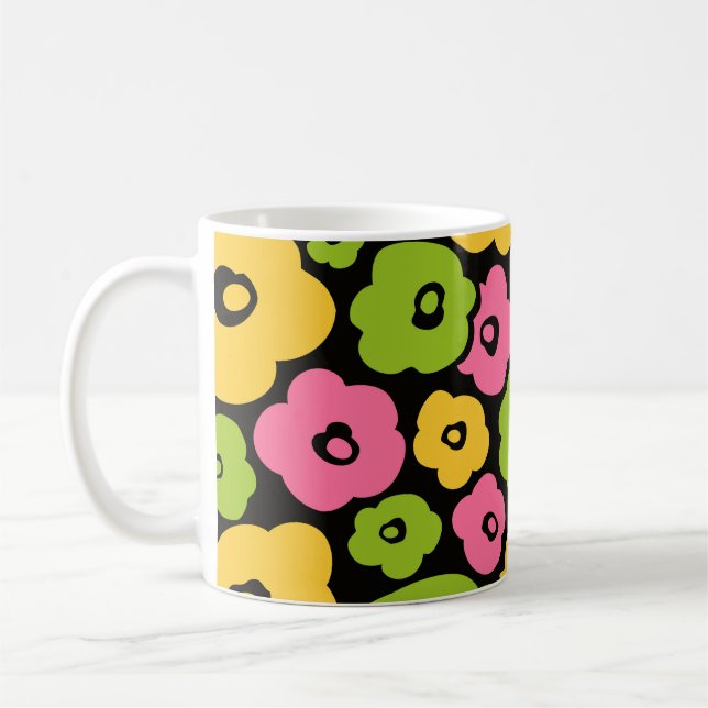 Caneca De Café Padrão de Flores Selvagens (Esquerda)