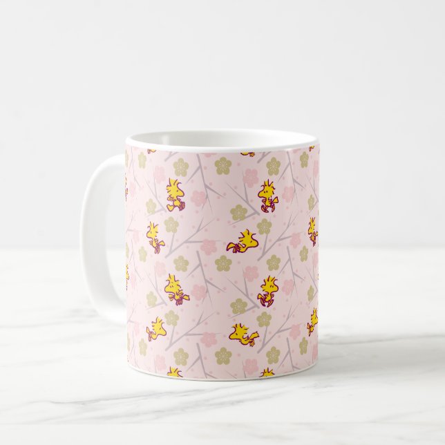 Caneca De Café Padrão de Florestal Rosa de Cereja (Frente Esquerda)