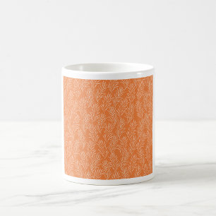Caneca De Café Padrão de Folha Botânica Laranja Terracota