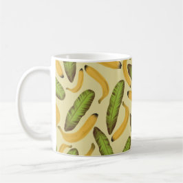 Caneca De Café Padrão de Folha de Banana Amarela Tropical