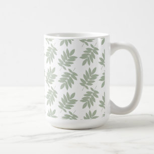 Caneca De Café Padrão de Folha de Idoso Verde+Branco