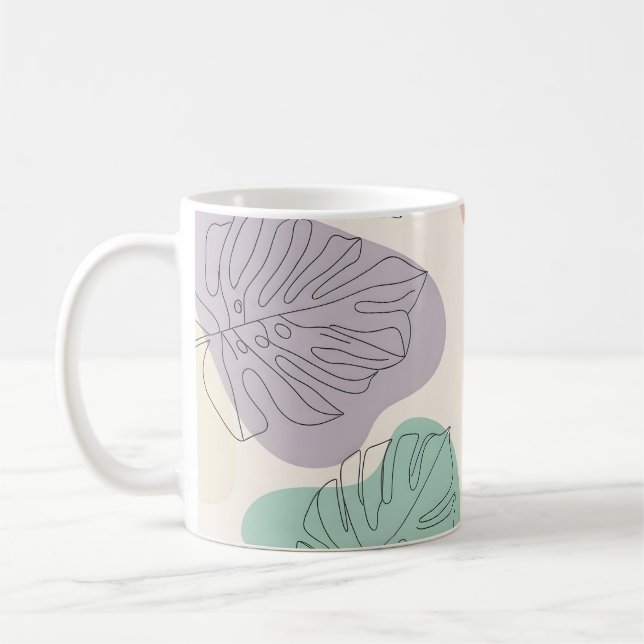 Caneca De Café Padrão de Folha de Monstera Moderno (Esquerda)
