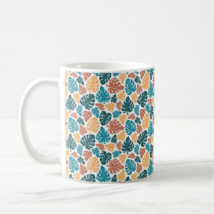 Caneca De Café Padrão de Folha Monstera Tropical - Natureza Color