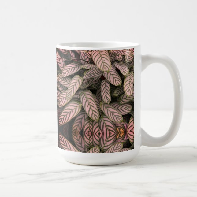 Caneca De Café Padrão de Folha Preto e Branco  (Direita)