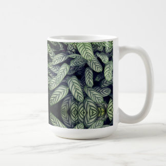 Caneca De Café Padrão de Folha Preto e Branco