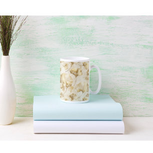 Caneca De Café Padrão de Folha Sem Costura de Ginkgo