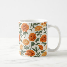 Caneca De Café Padrão de Folhagem Dourado Laranja do Autumn Marig