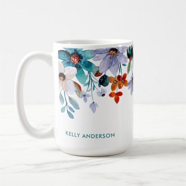 Caneca De Café Padrão de Folhagem Tropical Feminino e Delicado (Esquerda)