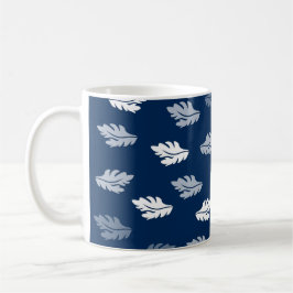 Caneca De Café Padrão de Folhas Antigas Azul marinho