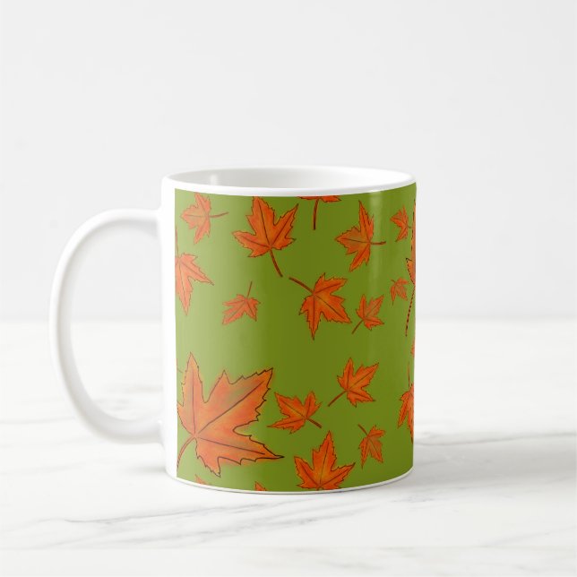 Caneca De Café Padrão de Folhas de Bordo (Esquerda)