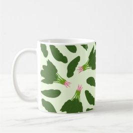 Caneca De Café Padrão de Folhas de Espinafre Verde