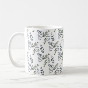 Caneca De Café Padrão de Folhas de Eucalipto Verde Salvia Elegant
