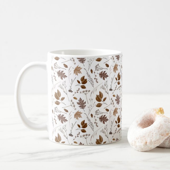 Caneca De Café Padrão de Folhas de outono (Com Donut)