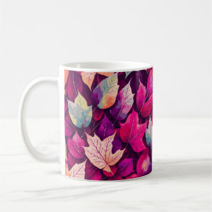 Caneca De Café Padrão de Folhas de Outono Coloridas-68218