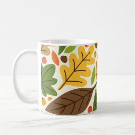 Caneca De Café Padrão de Folhas de Outono Coloridas e Bolotas
