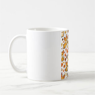 Caneca De Café Padrão de Folhas de Outono de Corgi