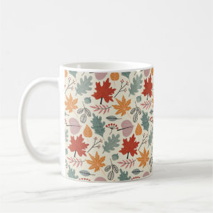 Caneca De Café Padrão de Folhas de outono e Bolotas de Vintage