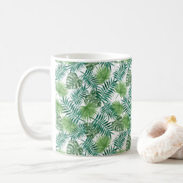 Caneca De Café Padrão de Folhas de Palmeira Modernas