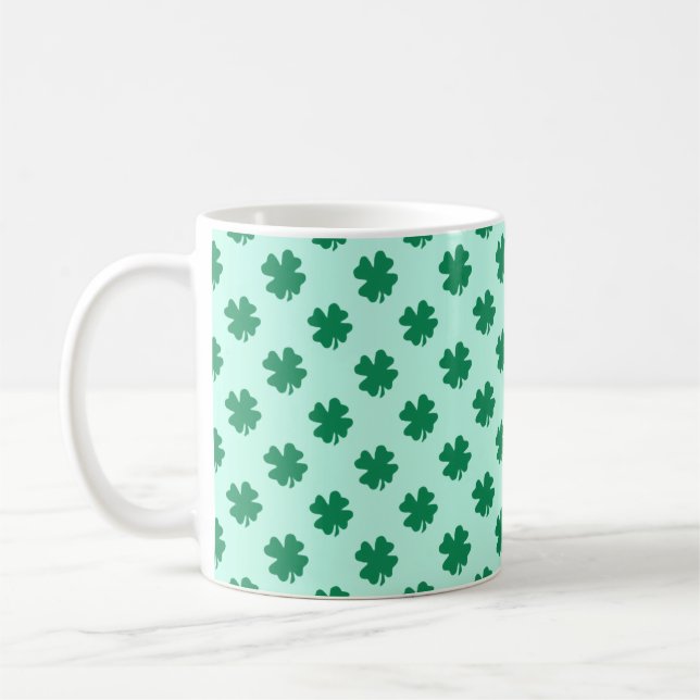 Caneca De Café Padrão de Folhas de Trevo do Dia de São Patrício-5 (Esquerda)