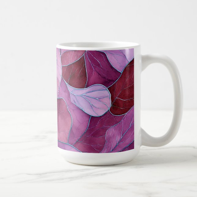 Caneca De Café Padrão de Folhas Roxas Abstratas (Direita)