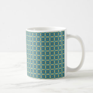 Caneca De Café Padrão de folhas simples em azul