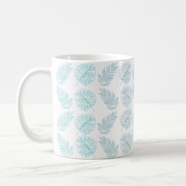 Caneca De Café Padrão de Folhas Tropicais Botânicas de Verde Eleg (Esquerda)