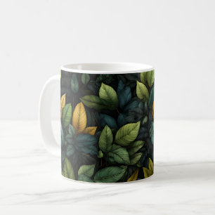 Caneca De Café Padrão de Folhas Verdes