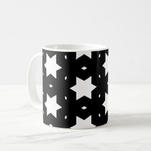 Caneca De Café Padrão de Forma de Estrela Negra Branca Noturna