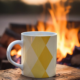 Caneca De Café Padrão de Forma Rhombus de Sombra Amarela
