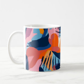 Caneca De Café Padrão de Formas Abstratas Modernas Vibrantes