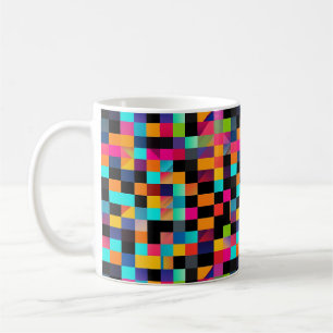 Caneca De Café Padrão de Formas Geométricas Coloridas Vibrantes