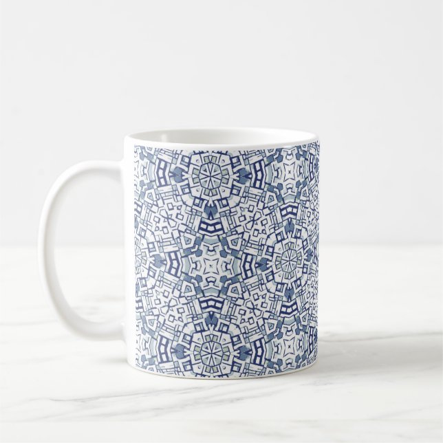 Caneca De Café Padrão de Formas Geométricas do Pastel Azul (Esquerda)