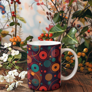 Caneca De Café Padrão de Formas Geométricas Multicolores