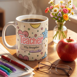 Caneca De Café Padrão de Formas Matemáticas de Professora Fofa