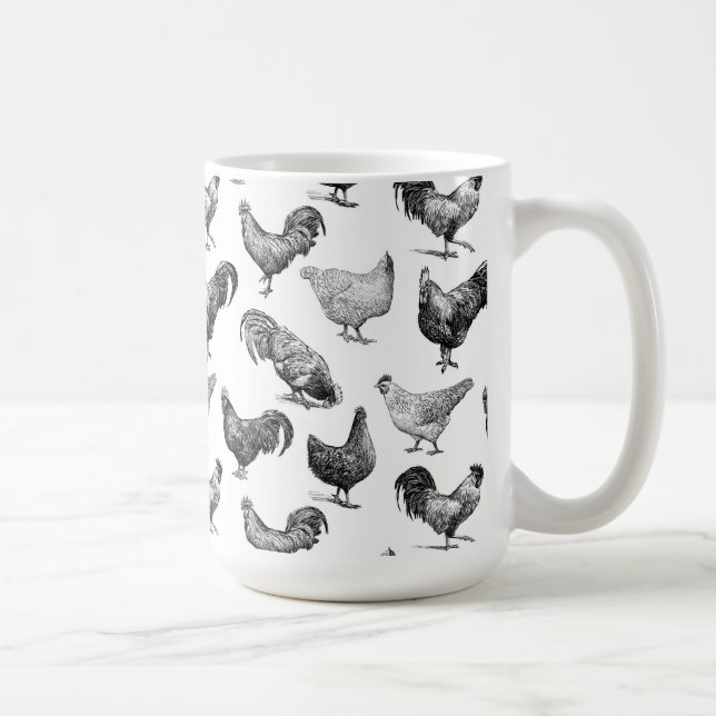 Caneca De Café Padrão de frango da Fazenda do país retrô (Direita)