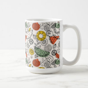 Caneca De Café Padrão de Fruta do Estilo de Vintagem Retroativa