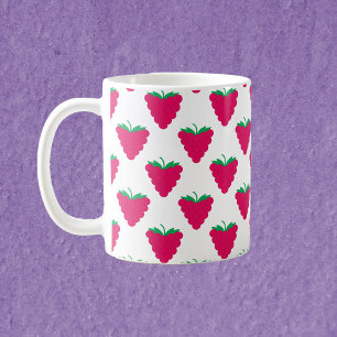 Caneca De Café Padrão de Fruta Rosa Framboesa Berry