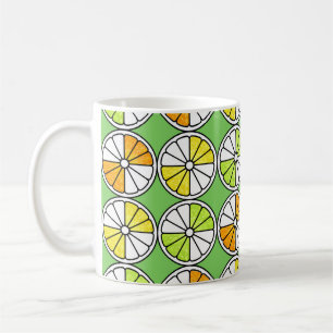 Caneca De Café Padrão de fruta sem costura. Ilustração pintada